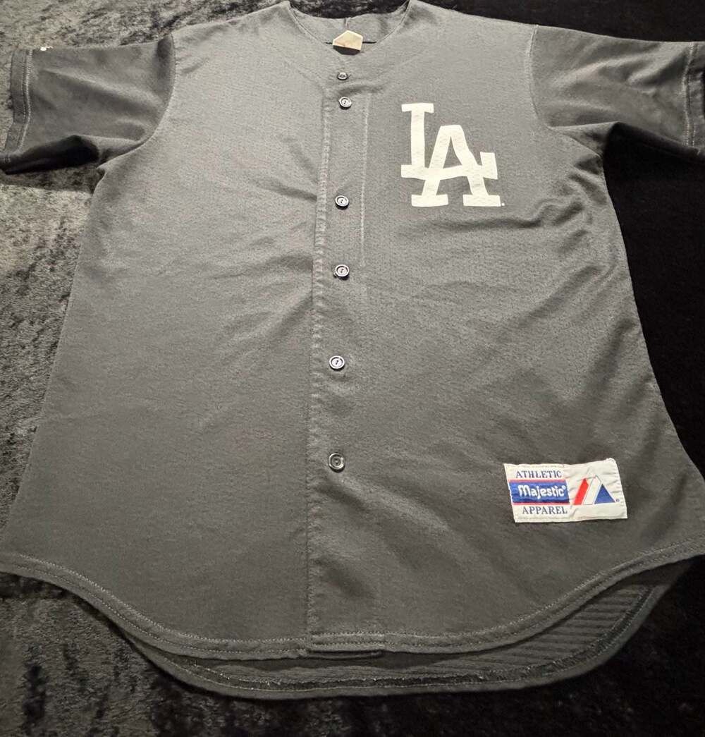 Men Large Y2K Majestic Athletic Los Angeles Dodgers Black Baseball Jersey